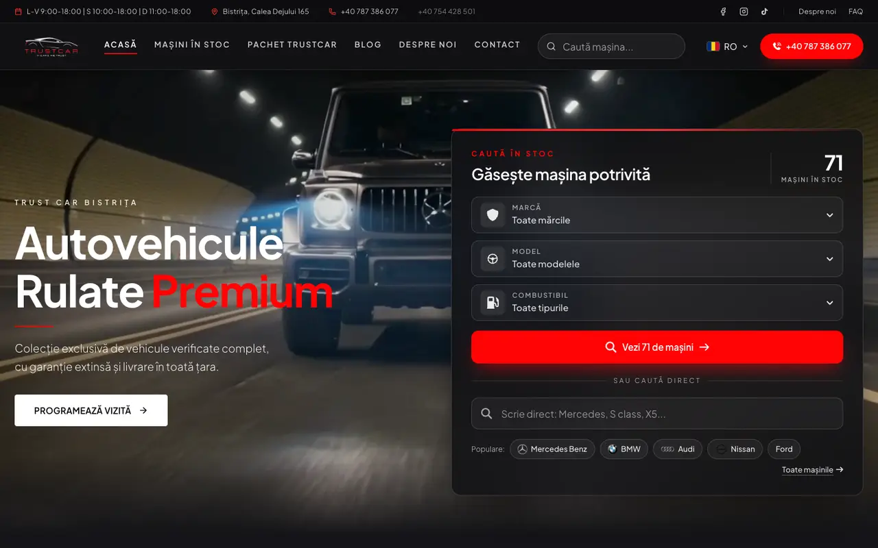 Trustcar Bistrița website